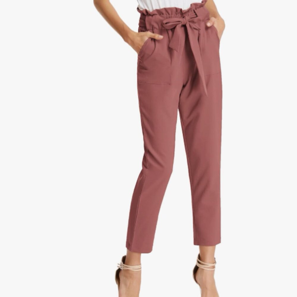 🪷Grace Karin Dusty Pink Paper Bag Pants